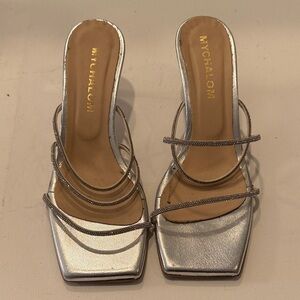 Silver Strappy Women's Heels
